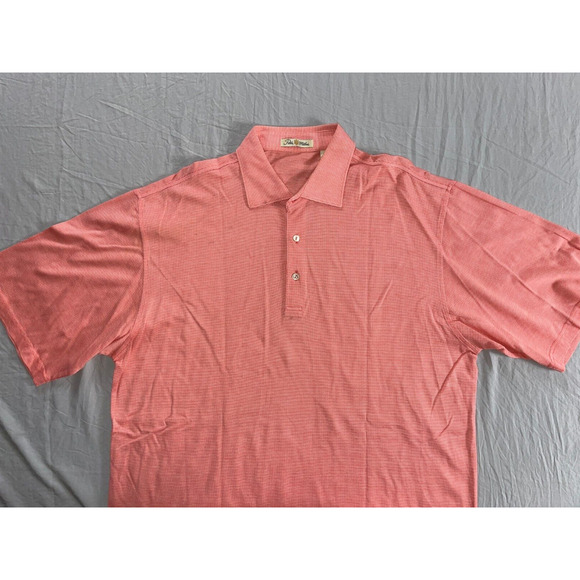 Peter Millar Double Mercerized Cotton Polo Shirt. Orange Nailhead, Size L. EUC!! - Picture 1 of 7